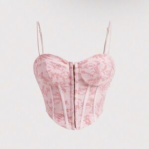 SHEIN Pink Floral Corset Top